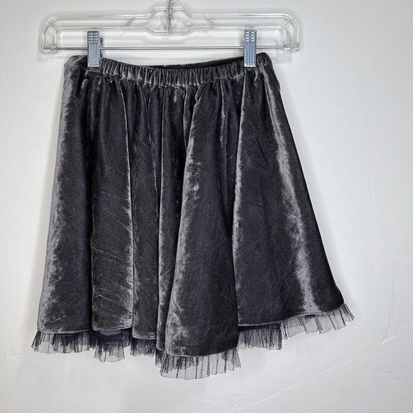 Mini Boden Dark Gray Velvet Tulle Trim Look Circle Skater Skirt 9-10 Years - Picture 3 of 8